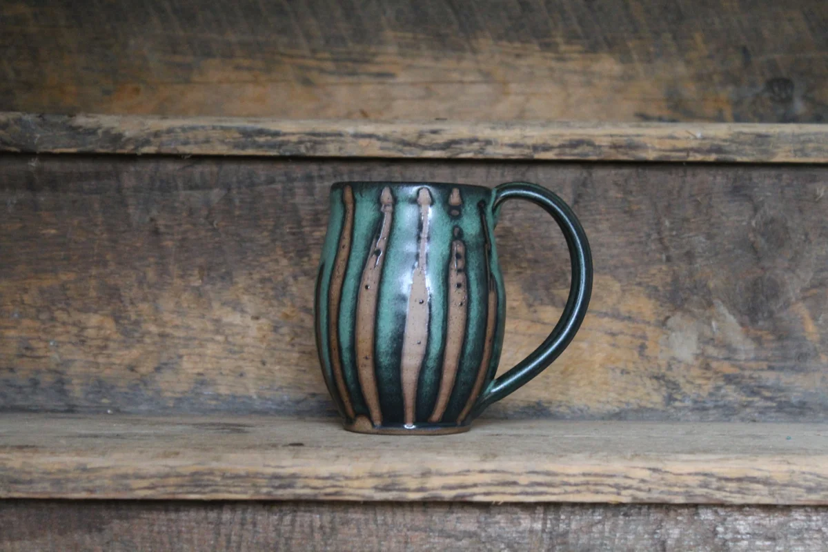 Winter Green Barrel Mug w/ Stripes